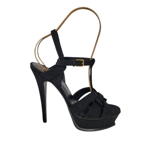 Yves Saint Laurent Glitter Tribute 105 Platform Sandals - Picture 1 of 9